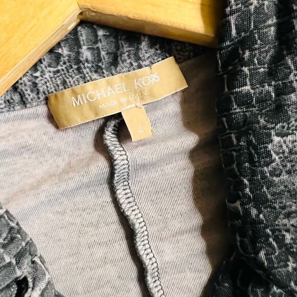 Michael Kors Gray Snake Print Button Up Shirt Dress Size 4 - Picture 3 of 6
